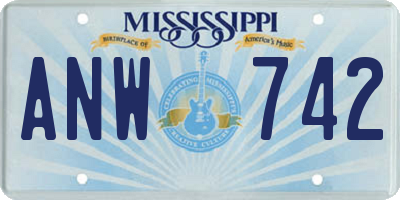 MS license plate ANW742