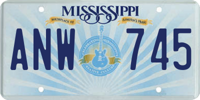 MS license plate ANW745