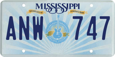 MS license plate ANW747