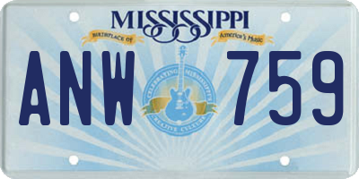 MS license plate ANW759