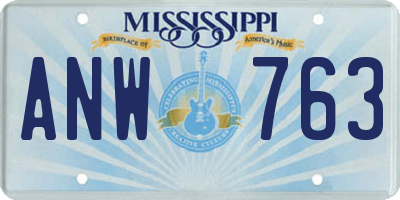 MS license plate ANW763
