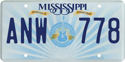 MS license plate ANW778