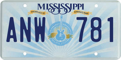 MS license plate ANW781