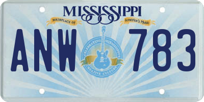 MS license plate ANW783