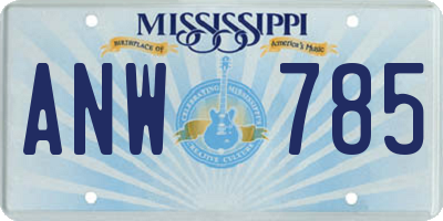 MS license plate ANW785
