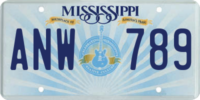 MS license plate ANW789
