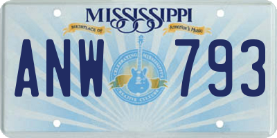 MS license plate ANW793