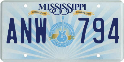 MS license plate ANW794