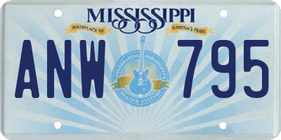 MS license plate ANW795