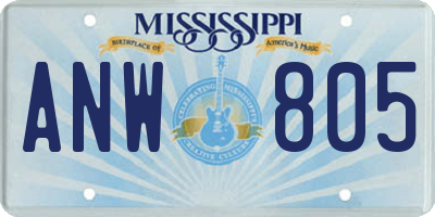MS license plate ANW805