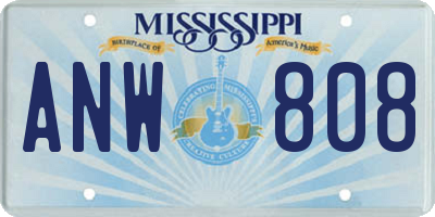 MS license plate ANW808