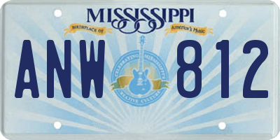 MS license plate ANW812