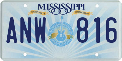 MS license plate ANW816