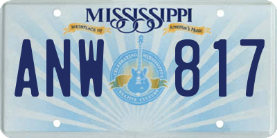 MS license plate ANW817