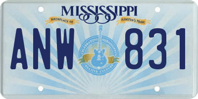 MS license plate ANW831