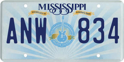 MS license plate ANW834