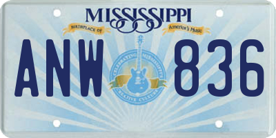 MS license plate ANW836