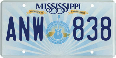 MS license plate ANW838