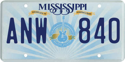 MS license plate ANW840