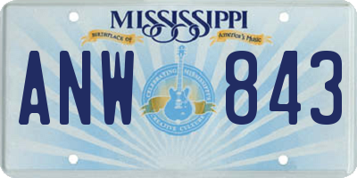 MS license plate ANW843