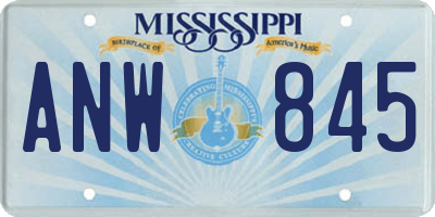 MS license plate ANW845