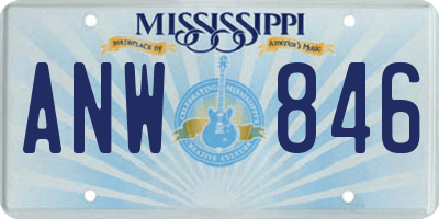 MS license plate ANW846