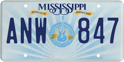 MS license plate ANW847