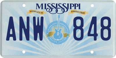 MS license plate ANW848