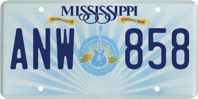 MS license plate ANW858