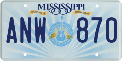 MS license plate ANW870