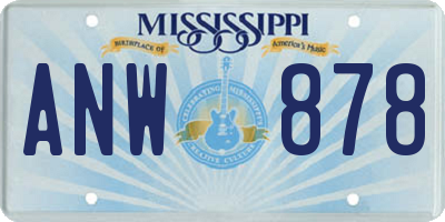 MS license plate ANW878