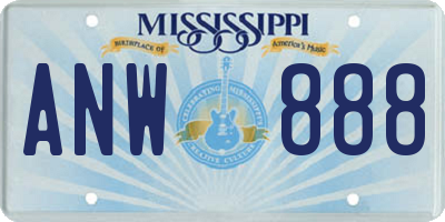 MS license plate ANW888