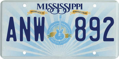 MS license plate ANW892