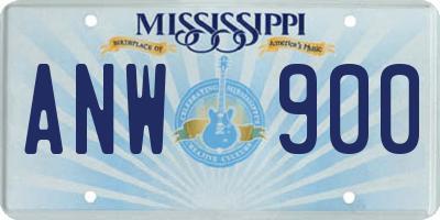 MS license plate ANW900