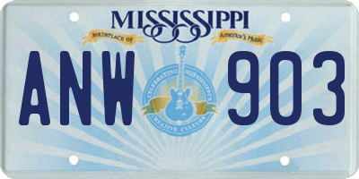 MS license plate ANW903