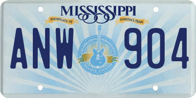 MS license plate ANW904