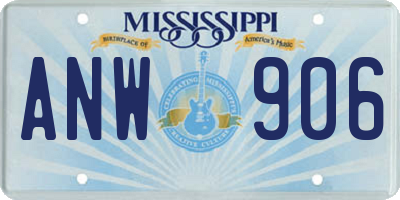 MS license plate ANW906