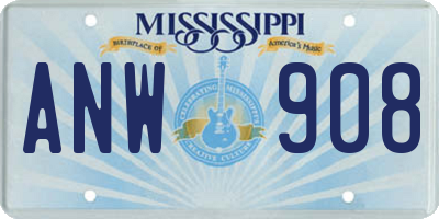 MS license plate ANW908