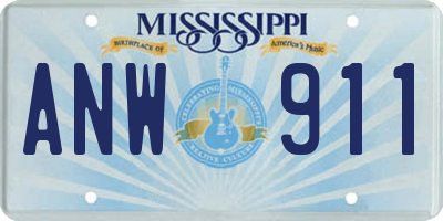 MS license plate ANW911