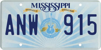 MS license plate ANW915