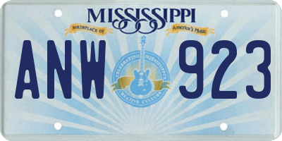 MS license plate ANW923