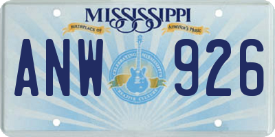 MS license plate ANW926