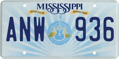 MS license plate ANW936
