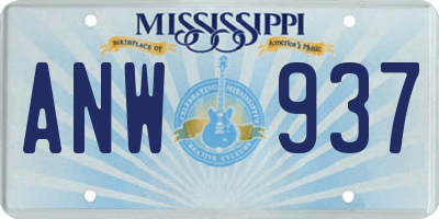 MS license plate ANW937