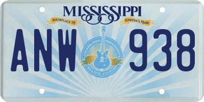 MS license plate ANW938