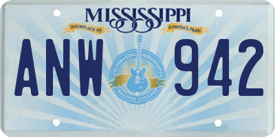 MS license plate ANW942