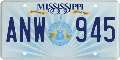MS license plate ANW945