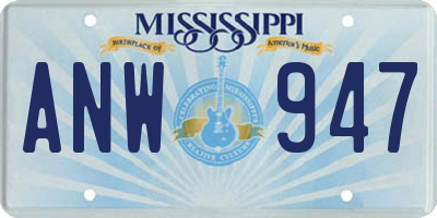 MS license plate ANW947