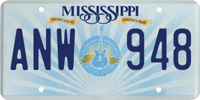 MS license plate ANW948