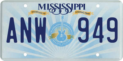 MS license plate ANW949